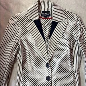 Jones New York Women's Striped Blazer - Black and White